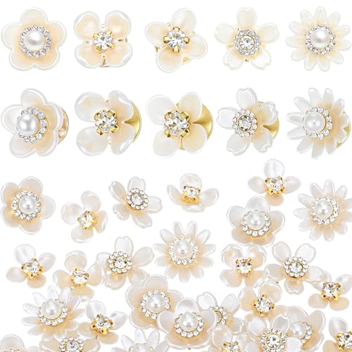 Flower Shape Pearl Rhinestone Brooch, 5 Style - style: Flower Style
