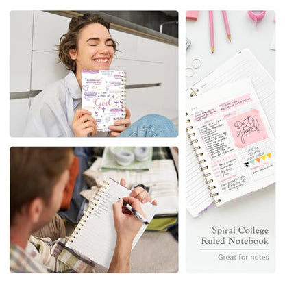 Lined Spiral Journal Notebook, A5 College Ruled Spiral Notebook for Women, Hardcover with Elegant Design for Work and Note-Taking, 5.5 * 8.25 inch, 160 Pages, I am A Child of God - color: Good