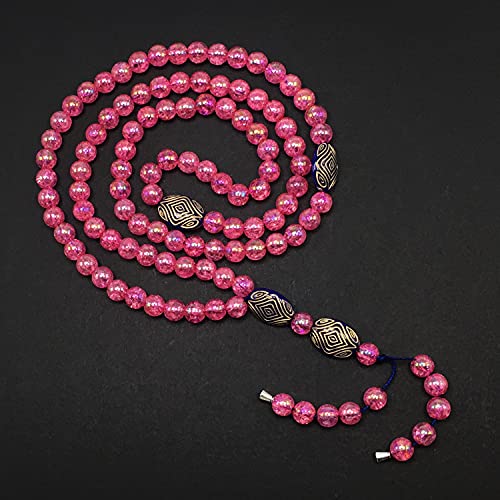 -8MM -99 BEADS NECKLACE DHIKR TASBIH COLLECTION- Imitation Acrylic MUSLIM Beads-Tesbih-Tasbih-Tasbeeh-Misbaha-Masbaha-Subha-Sebha (Shiny Pink) - color: Shiny Pink