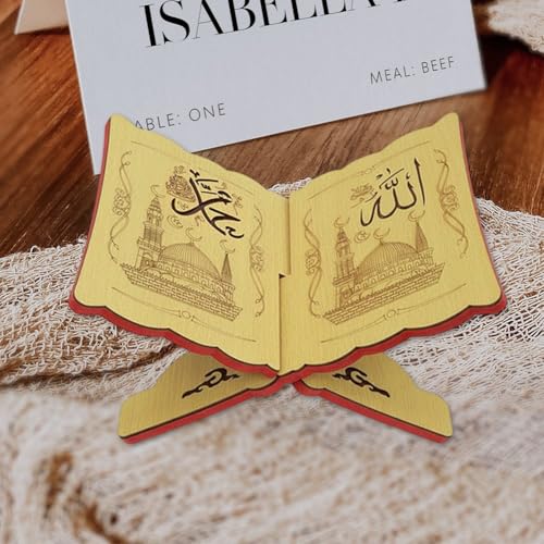 Wooden Eid Islamic Book Shelf, Small Wooden Recipe Stand for Ramadan Bible Holder Kuran Quran Koran Holy Book Stand - color: C