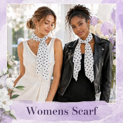 Polka Dot Scarf for Women, Chiffon Womens Scarves for Travel Date - color: White a