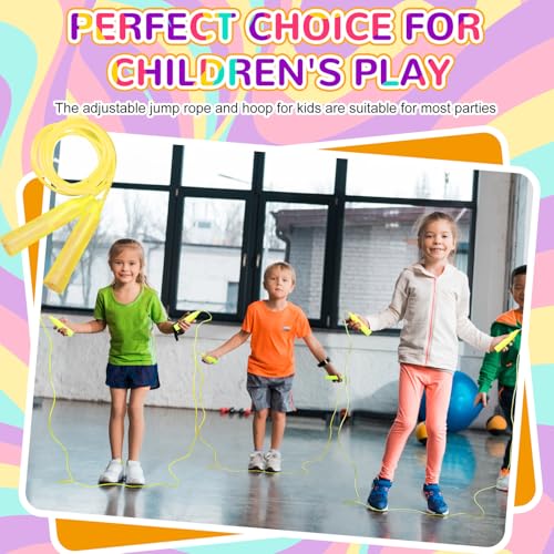 Poen 2 Pcs Detachable Hoop and Jump Rope Set Include 7.3 Ft Skipping Rope and 23 Inch Adjustable Exercise Hoop Gymnastic Fitness Exercise Gift Equipment - color: Yellow