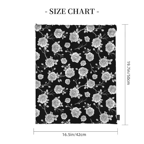 Breathable Polyester Drawstring Bag Black Roses Pattern, Large Capacity String Backpack for Swimming Pool - color: Pattern (362)