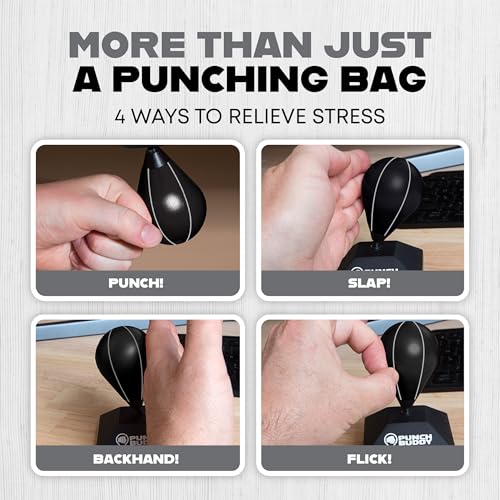 Desktop Punching Bag – Desk Fidget Toy for Stress Relief & Focus – Mini Suction Cup Punch Ball with Patented Griply™ Technology – Office Stress Reliever for Adults, Teens & Coworkers - color: Black