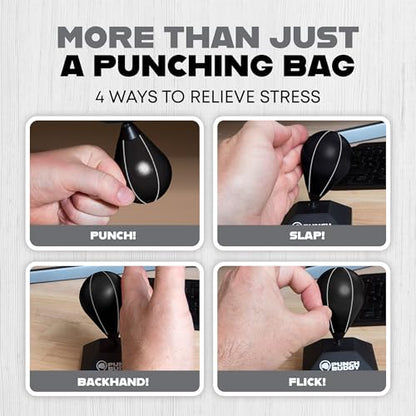 Desktop Punching Bag – Desk Fidget Toy for Stress Relief & Focus – Mini Suction Cup Punch Ball with Patented Griply™ Technology – Office Stress Reliever for Adults, Teens & Coworkers - color: Black