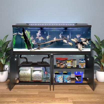 GDLF 125-150 Gallon Large Fish Tank Stand, Metal Aquarium Stand | 72.8"x18.9" Frame, Supports 2200 lbs, Heavy-Duty Metal Stand, Open Sump Storage, Fish Supplies Storage, 8-Outlet Power Strip