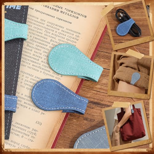 3PCS Vintage Magnetic Leather Bookmark, Leather Magnetic Bookmarks for Women, Magnetic PU Bookmarks Clip Book Accessories, Denim Pattern - style: Denim