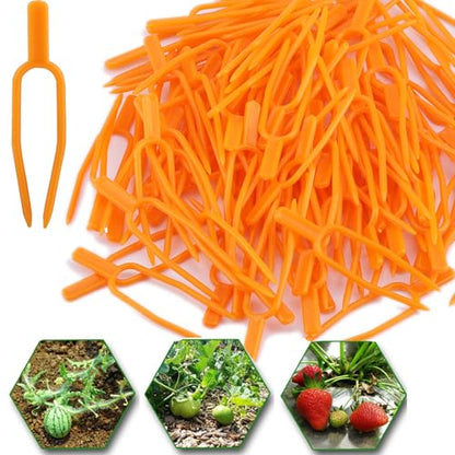 100PCS Gardening Plant Fixing Clips, Gardening Fixing Vine Fixer, Watermelon Strawberry Fork Reusable, Plant Fixing Clip, Plastic Plant Fixer of Farming Fixer Tool