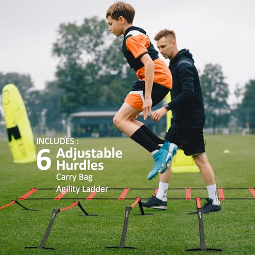 Premium Adjustable and Collapsible Hurdle and Agility Ladder Set for Athletes, Super Portable and Lightweight, with Carrying Bag