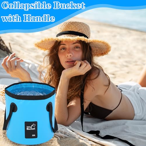 4 Pcs 5 Gallon Bucket Foldable Foldable Bucket with Handle 20L Outdoor Water Buckets Foldable for Camping Fishing Hiking to Hold Water Folding Container Carry Bag Lightweight