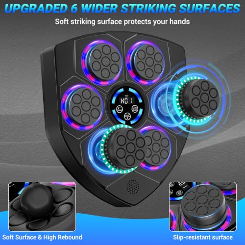 Music Boxing Machine, Interactive Punching Trainer with Boxing Gloves, Large Size Wall Mounted Electronic Boxing Target for Adult Kids, 9 Modes & 9 Speeds - color: Dark Black