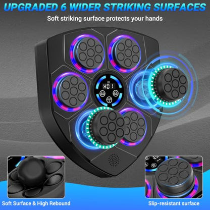 Music Boxing Machine, Interactive Punching Trainer with Boxing Gloves, Large Size Wall Mounted Electronic Boxing Target for Adult Kids, 9 Modes & 9 Speeds - color: Dark Black