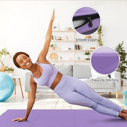 GYMAX Gymnastics Mat, 4 FT x 8 FT x 2 Inches Folding Exercise Mat w/Carry Handles & Sturdy Stitching Waterproof Cover, Tumbling Mat for Yoga Stretching Martial Arts Home Gym - color: Purple
