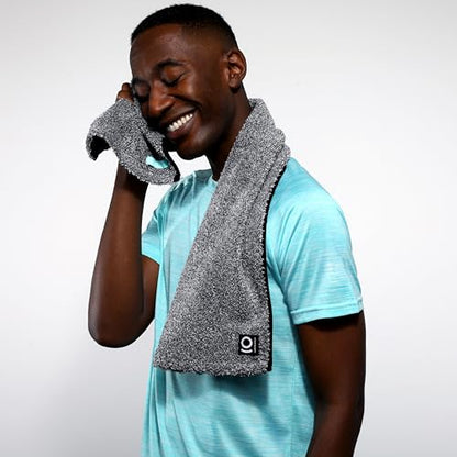 Facesoft Yoga Towel - Infused with Activated Charcoal to Detoxify and Sweat - Made with Eco-Friendly Aqua-Cotton Yarn - Biodegradable and Sustainable - All Ages - color: Eco Sweat Charcoal Workout Towel