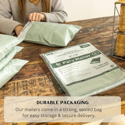 Poly Mailers 10x13 Inch 500 Pack Medium Shipping Bags Strong Thick Mailing Envelopes | Self Sealing Adhesive | Waterproof & Tear Resistant | Small Business Packaging for Clothing - Boho Green - color: Green, size: 10x13 (500 Pack)