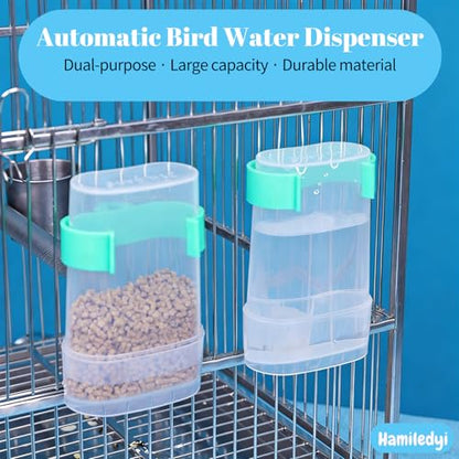 Automatic Bird Water Dispenser Parrot Water Feeder Bird Seed Food Container Parakeet Waterer Cockatiel Cage Accessories Automatic Feeding for Finch Lovebird Canary Small Birds(2Pcs) - color: Clear