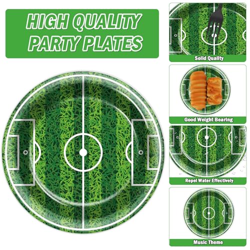 Qyeahkj 100 Pcs Soccer Party Plates and Napkins Set, Sports Birthday Party Supplies, Soccer Ball Disposable Paper Dessert Cake Dinnerware Tableware, Serves 25 - style: Soccer