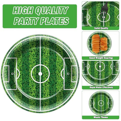 Qyeahkj 100 Pcs Soccer Party Plates and Napkins Set, Sports Birthday Party Supplies, Soccer Ball Disposable Paper Dessert Cake Dinnerware Tableware, Serves 25 - style: Soccer