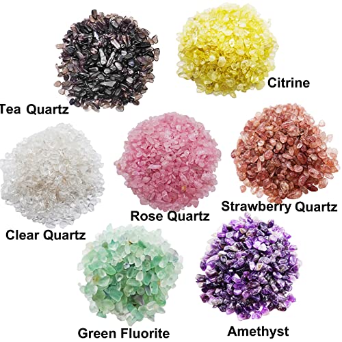 1.5lb Undrilled Assorted 5-7mm Crystal Chips Stone Mini Tumbled Chips Stone Natural Irregular Shaped Polished Rocks for Flowerpot,Vases Filler,Terrarium,Succulent Plants
