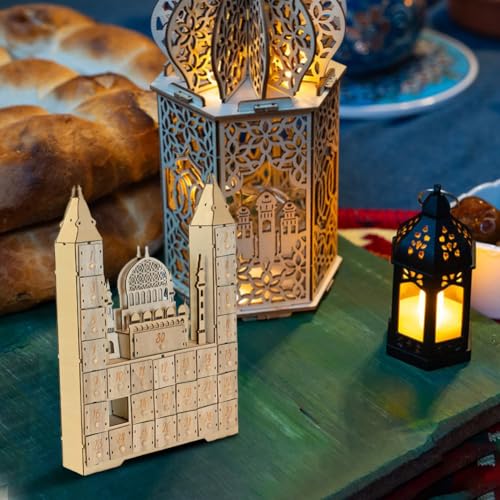 Ramadan Eid Mubarak Countdown Calendar Decoration, Ramadan Advent Calendar with Wooden Drawers, Wood Advent Calendar for Muslim Ramadan Party Decoration