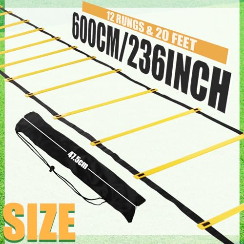 Ykimok Agility Ladder, 20 Feet 12 Rungs Speed Training Ladder for Soccer, Football, Footwork Fitness, Speed Agility Training Equipment for Athletes and Coaches