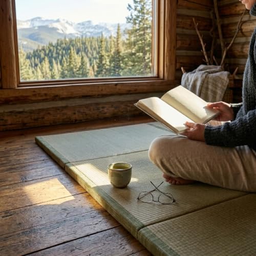 MustMat Tatami Mats Queen,Portable,Folding 35.4"x78.7"x1.2" (2 piece Set) | Rush Grass, Japanese Futon Mattress, Tatami Floor Bed - size: 2 piece set