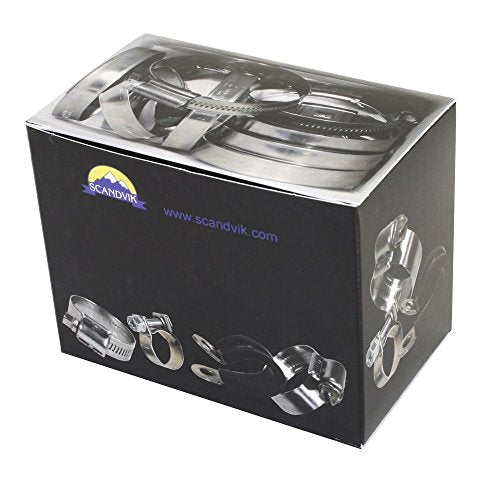 Scandvik 13657 Stainless Steel Hose Clamp (SAE Size 28, 32-57 mm, 1 1/4" - 2 1/4", 12mm Band, 13657) (Pack of 10)