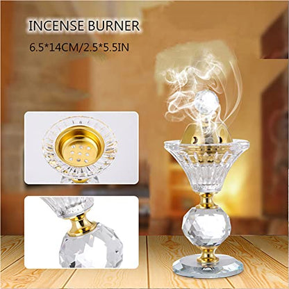 Crystal Incense Burner,Oud Frankincense Aromatherapy Bakhoor Burner Arabian Diffuser Desk Decor for Yoga Meditation Spa (Moon)