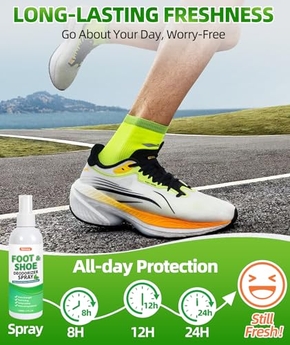 Shoe Deodorizer Spray, 5 fl. oz (2 Pack) Powerful Foot & Shoe Odor Eliminator, Foot Spray for Smelly Feet, Fast-Acting & Long-Lasting Shoe Freshener Spray for Shoes, Gym Bags, Helmets - size: 10 Fl Oz (Pack of 1)