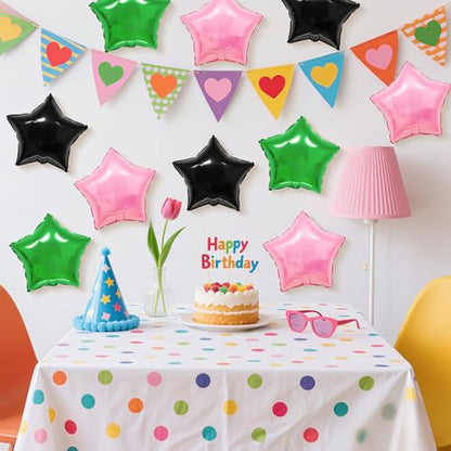 Pink Green Black Star Foil Balloons,12Pcs 18Inch Star Shaped Balloons - color: Black Green Pink