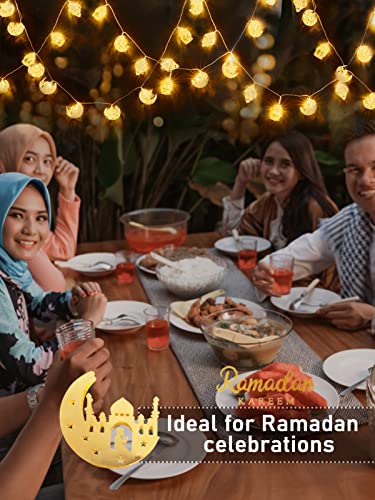 ANPHSIN Ramadan Eid String Light- 9.8ft 20LEDs Eid Moon Star Kerosene Lantern Lamp Battery Operated Mubarak Islam Decorative Indoor Lights String for Muslim Islamic Home Garden Patio Decor Supplies - style: Moon Star Kerosene Lamp