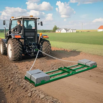 VEVOR Drag Harrow, 8 ft Heavy Duty Tow Behind Drag Harrow with Adjustable Bars & 72 in Chain, Driveway Grader Landscape Rake for ATV, UTV, Tractor, Mower Tow Behind Yard Lawn Leveling Tool - size: 8 FT- Green
