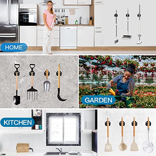 JAMEND CLXP 3PCS Broom and Mop Holder, Heavy Duty Garden Tool Organizer Rack Rake and Shovel Handle, Stainless Steel Mop Hanger. Wall Mounted Utility Rack with Screws, Matte Black - color: Black, size: 3