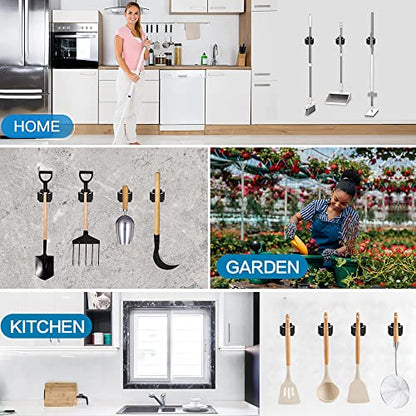 JAMEND CLXP 3PCS Broom and Mop Holder, Heavy Duty Garden Tool Organizer Rack Rake and Shovel Handle, Stainless Steel Mop Hanger. Wall Mounted Utility Rack with Screws, Matte Black - color: Black, size: 3