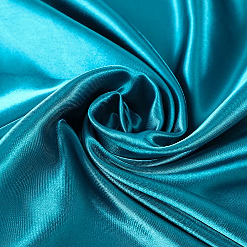 AWAYTR 35” Large Satin Square Head Scarf - 2Pcs Silk Like Floral Head Scarves Square Satin Hair Scarf Bandanas for Women - color: Blue/Pale Blue