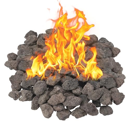 20LB Black Lava,Lava Rock Granules,Lava Rock for Fire Pit | Stones for Indoor Gas Fireplaces, Fire Pits, and Fire Pit Tables,Fire Pit Stones for Outdoor Grills and Landscaping(1.2"-2") - color: Black Lava Rock, size: 1.2"-2" 20LB