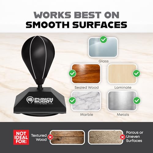 Desktop Punching Bag – Desk Fidget Toy for Stress Relief & Focus – Mini Suction Cup Punch Ball with Patented Griply™ Technology – Office Stress Reliever for Adults, Teens & Coworkers - color: Black