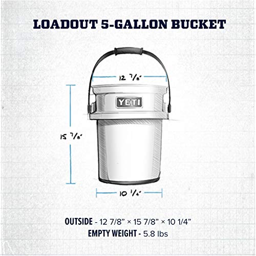 YETI Loadout 5-Gallon Bucket, Impact Resistant Fishing/Utility Bucket - color: White