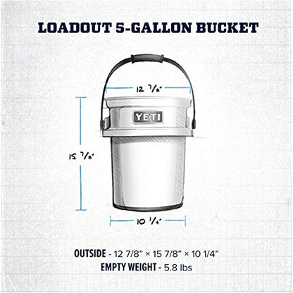 YETI Loadout 5-Gallon Bucket, Impact Resistant Fishing/Utility Bucket - color: White