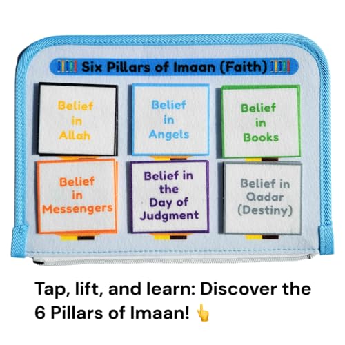 Megan's Toys Islamic Quiet Book for Kids Ages 3+ - Montessori Muslim Learning Toy, Felt Busy Book to Learn Wudu, Salah, 5 Pillars and Arabic Alphabet, Ramadan Eid Gift