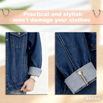 8 pcs Multi Functional Magnetic Clothes pegs, Round Magnetic Clothes pegs with Chains, Suitable for securing Shirts, T-Shirts, headscarves, Pants, and Skirts (4 Colors)