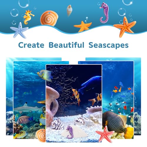 TENDYCOCO Mini Beach Seashells Sea Star Seahorse Natural Conch for Home Decorations Beach Theme Party Wedding DIY Crafts Fish Tank Vase Fillers Bonsai Decor 48pcs