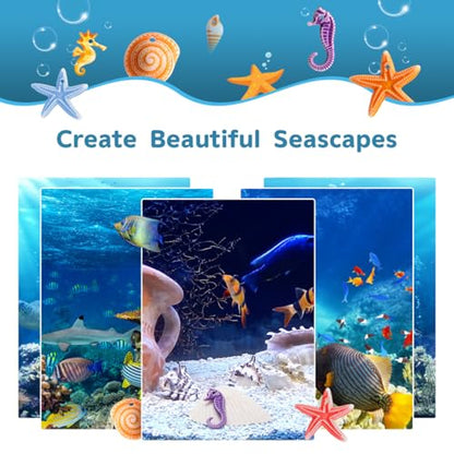TENDYCOCO Mini Beach Seashells Sea Star Seahorse Natural Conch for Home Decorations Beach Theme Party Wedding DIY Crafts Fish Tank Vase Fillers Bonsai Decor 48pcs
