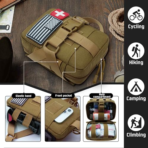 Upgrade Molle Rip Away Ifak Pouch, Tactical Small Belt First Aid Pouch Medical Utility EMT Pouch Only - color: Upgrade - Tan