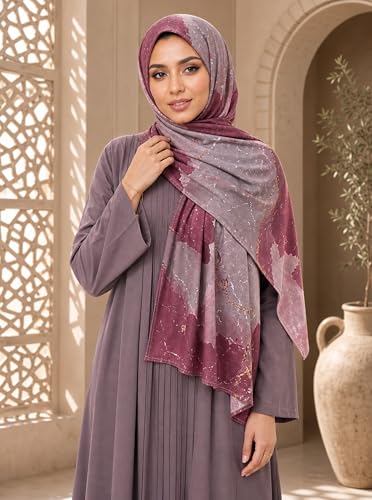 Printed Jersey Cotton Scarf for Women, Stretch Soft Hijab, Lightweight Breathable Head Wrap for All Seasons - color: Mctlp2538-g Pattern