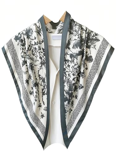 Triangle Shawls Scarf Head Hair Neck For Women Scarves Fashion Silk Feeling Lady Lightweight 51 * 23.6inch - color: K30-blue and White Porcelain Pattern（51*23.6inch）