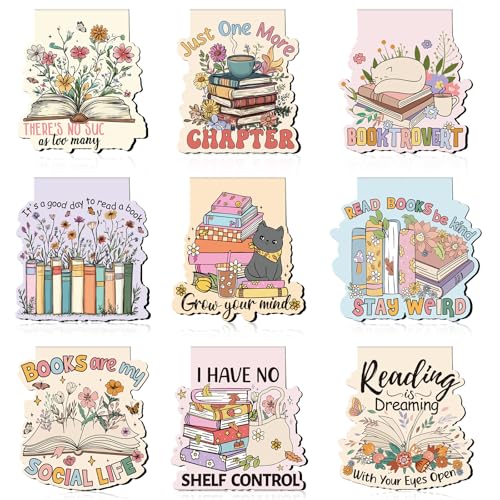 Book Lover Magnetic Bookmarks - 9 Pcs Cute Cat Pretty Page - style: Book Lover