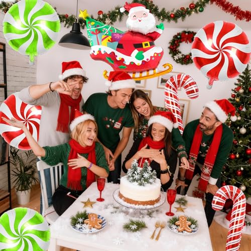 Christmas Balloons, 6 Pcs Santa Foil for Holiday Xmas Birthday Party - style: Santa Claus