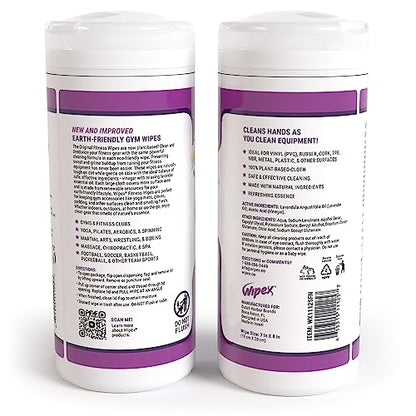 Wipex Original Fitness Equipment Wipes -EWG Verified - 50 Count Plant-Based No-Lint Cloth Gym Wipes for Workout Equipment, Yoga Mat Cleaner, Peloton Cleaner with Lavender Essential Oil & Vinegar, - size: 50 Count (Pack of 1)
