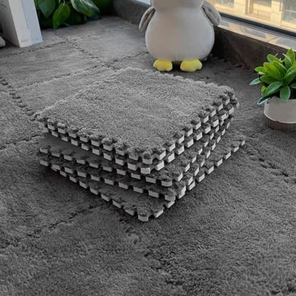 10pcs 30 cm/11.8 in Foam Puzzle Floor Play Mat,Interlocking Carpet Tiles for Home Gym and Fitness Room (Gray) - color: Grey